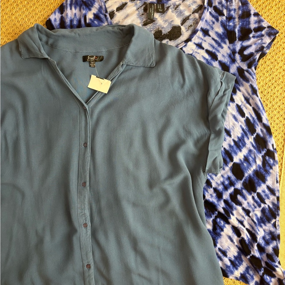 Women’s Blue Rayon Shirt & Loungewear Bundle Size XL